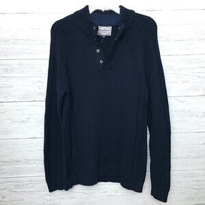NEW Flag & Anthem Men's Navy Blue Snap Neck Pullover Sweater Medium